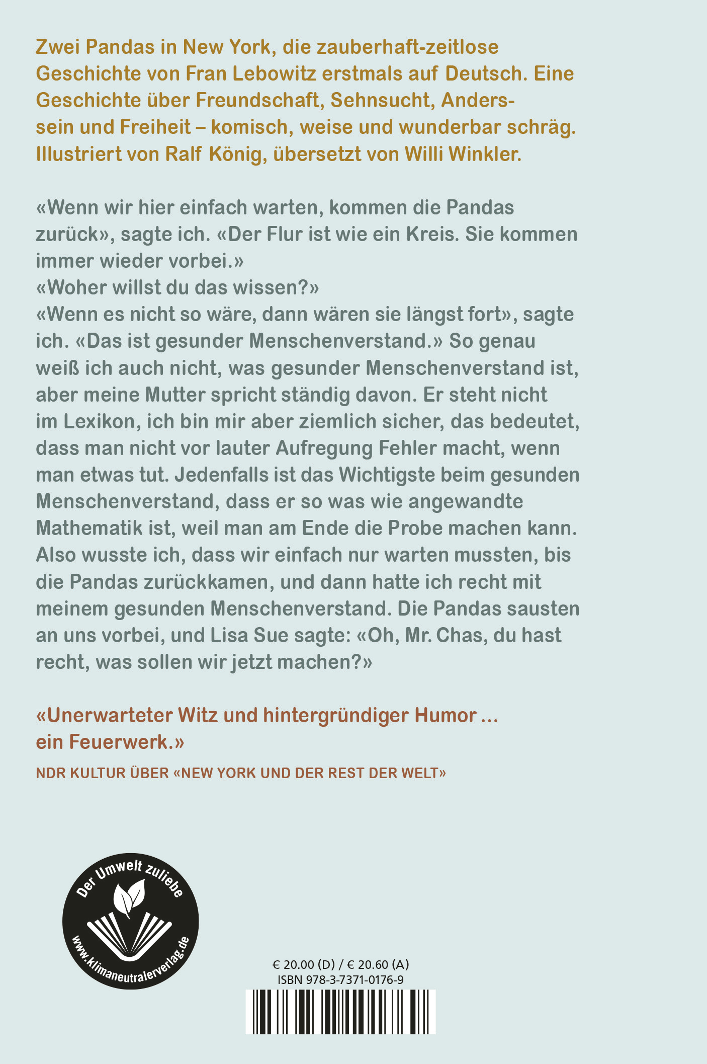 Rückseitencover Mr. Chas und Lisa Sue treffen die Pandas
