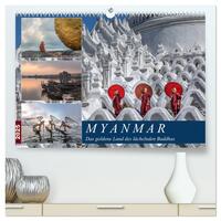 Vorderes Coverbild Myanmar, das goldene Land des lächelnden Buddhas (hochwertiger Premium Wandkalender 2025 DIN A2 quer), Kunstdruck in Hochglanz
