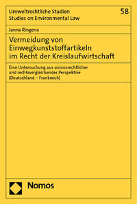 Vorderes Coverbild Vermeidung von Einwegkunststoffartikeln im Recht der Kreislaufwirtschaft
