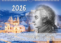 Vorderes Coverbild Komponisten-Kalender, ein Musik-Kalender 2026, DIN A4