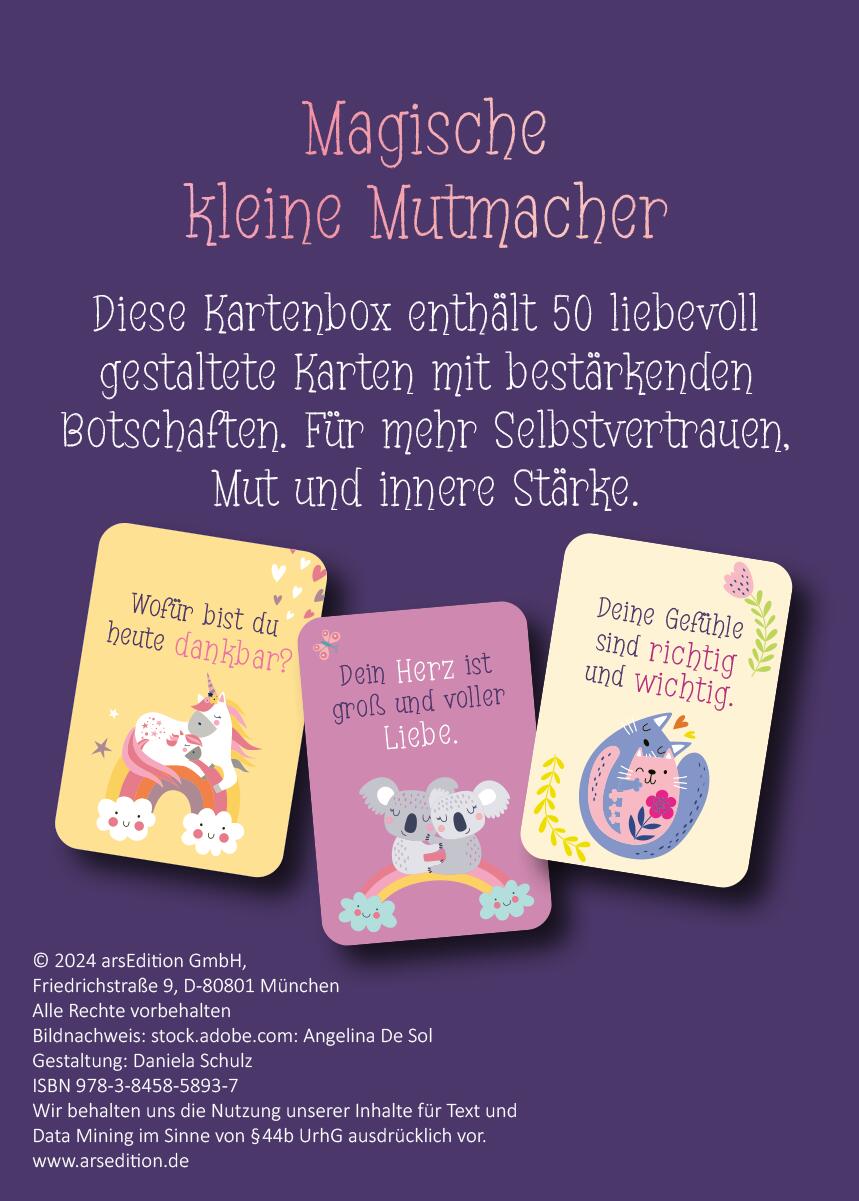 Rückseitencover Mutmachkarten – Einhorn