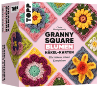 Vorderes Coverbild Granny Square Blumen Häkel-Karten (Deutsche Ausgabe)