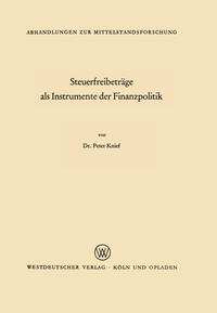 Vorderes Coverbild Steuerfreibeträge als Instrumente der Finanzpolitik