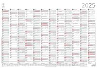 Vorderes Coverbild Zettler - Plakatkalender 2025, 59,4x42cm, Jahresplaner mit Jahresübersicht, 12 Monate auf 1 Seite, Mondphasen, Arbeitstage-, Tages- und Wochenzählung, Ferientermine und deutsches Kalendarium