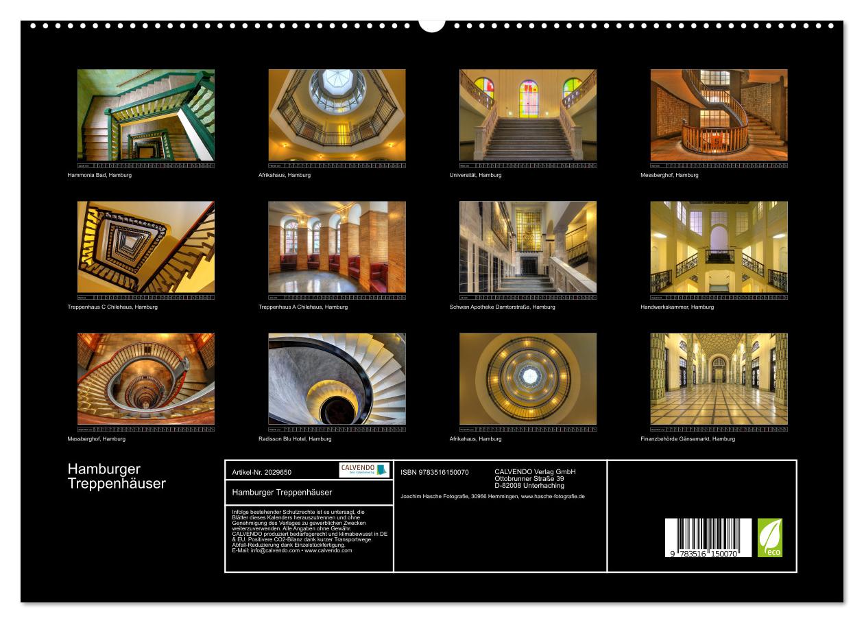 Beispielinhalt (Bild) Hamburger Treppenhäuser (hochwertiger Premium Wandkalender 2026 DIN A2 quer), Kunstdruck in Hochglanz