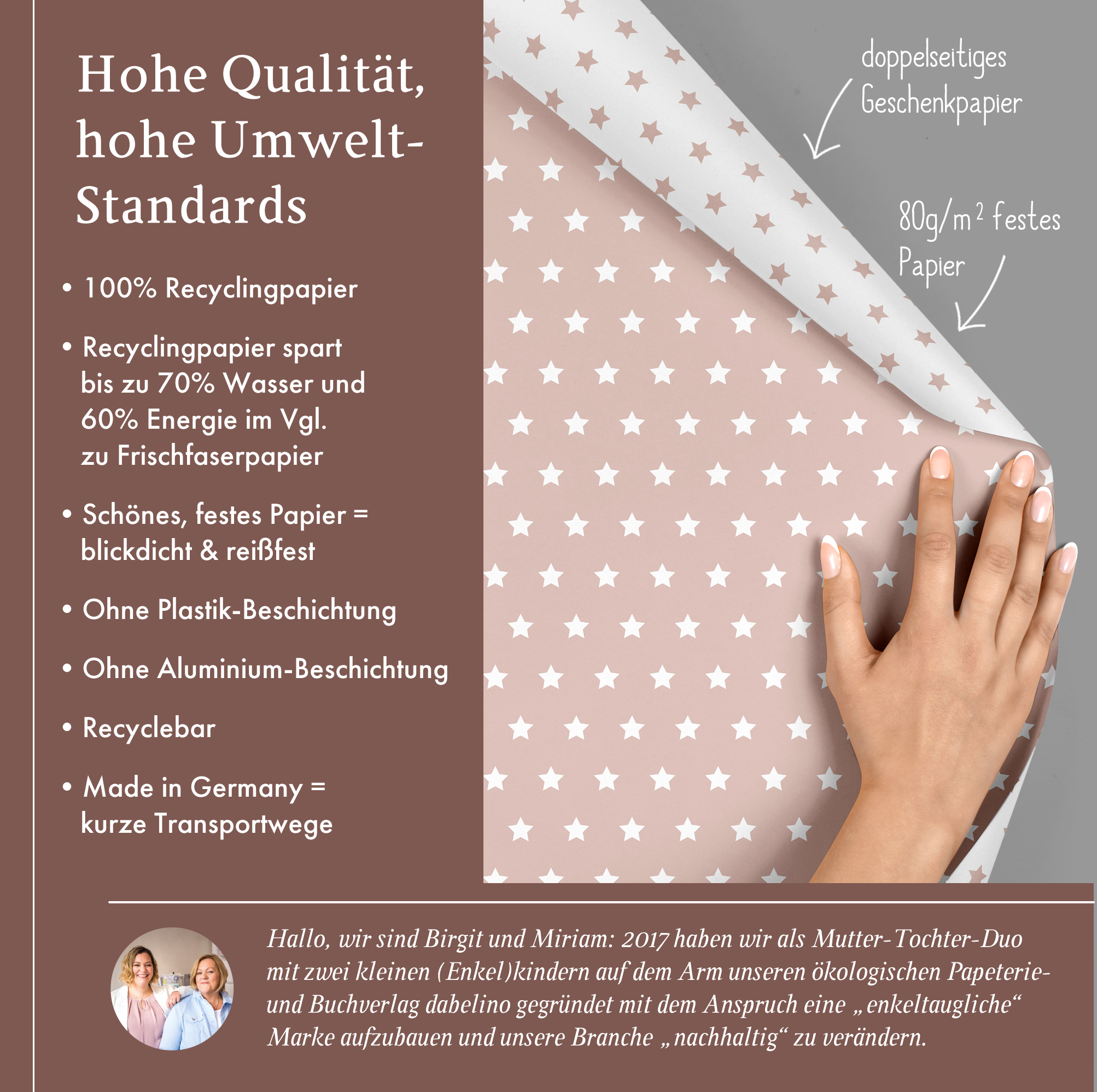 Beispielinhalt (Bild) Geschenkpapier-Set Sterne (hell-rosa, weiß)