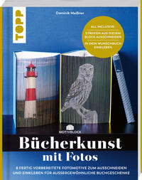 Vorderes Coverbild Motivblock - Bücherkunst mit Fotos. In Streifen geschnittene Fotos in ein Buch geklebt ergeben ein beeindruckendes Bild