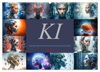 Vorderes Coverbild KI - Wie sich die künstliche Intelligenz selbst sieht (Wandkalender 2025 DIN A2 quer), CALVENDO Monatskalender