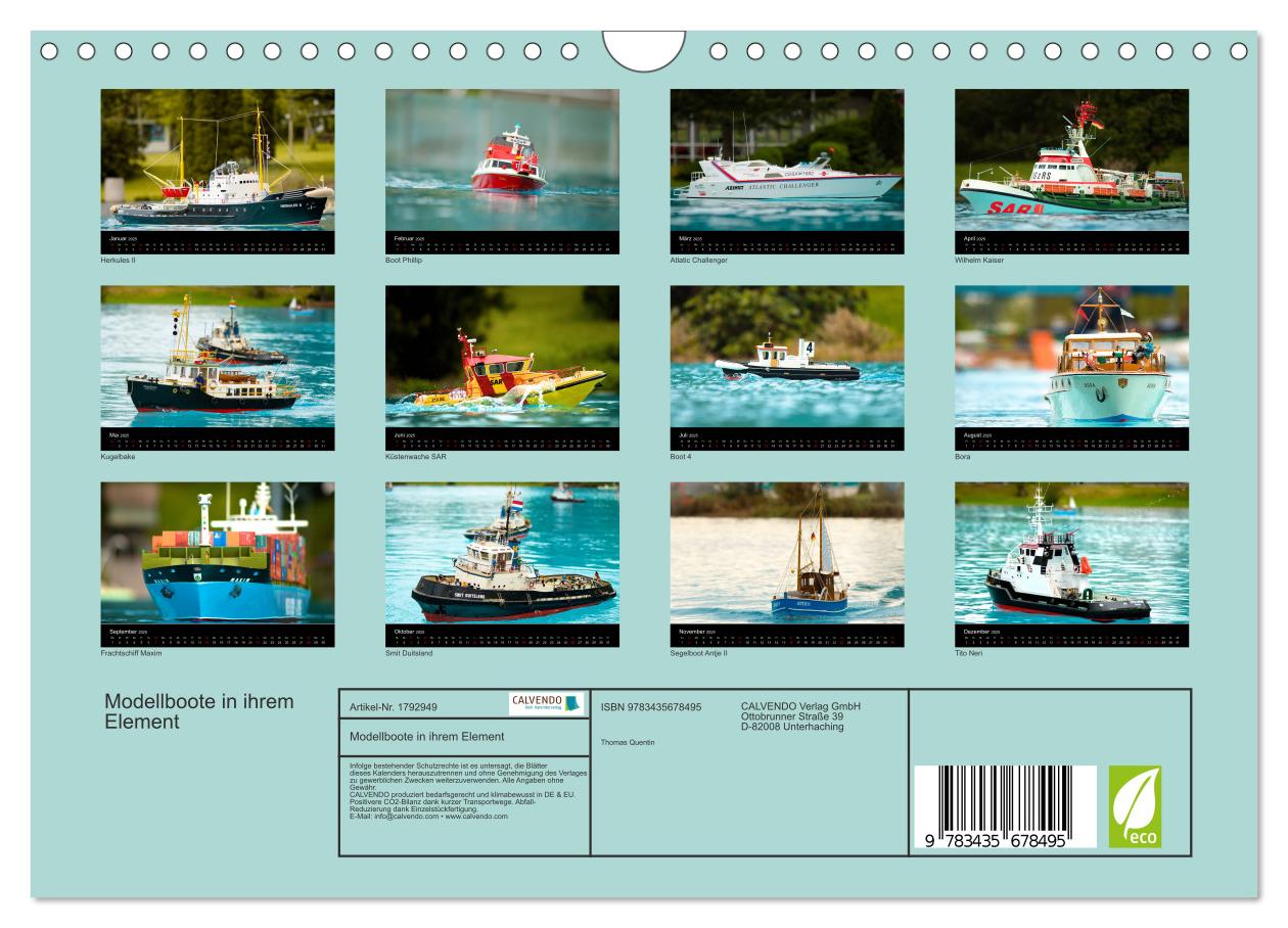 Beispielinhalt (Bild) Modellboote in ihrem Element (Wandkalender 2025 DIN A4 quer), CALVENDO Monatskalender