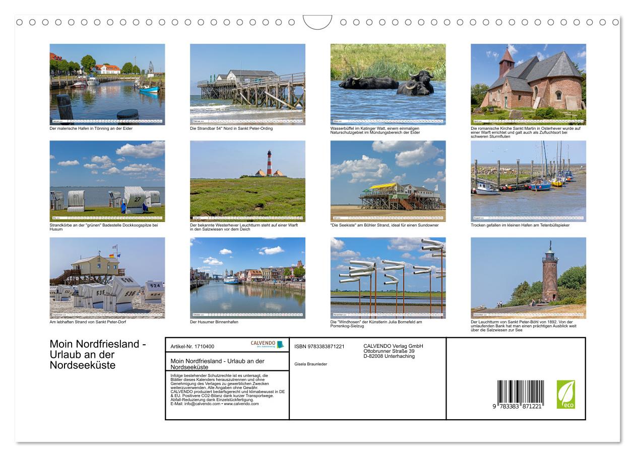 Beispielinhalt (Bild) Moin Nordfriesland - Urlaub an der Nordseeküste (Wandkalender 2025 DIN A3 quer), CALVENDO Monatskalender