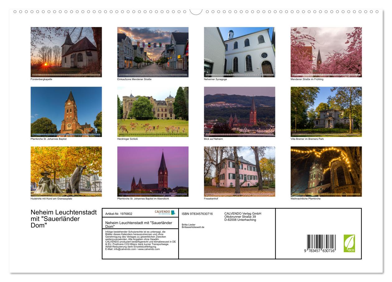 Beispielinhalt (Bild) Neheim Leuchtenstadt mit "Sauerländer Dom" (Wandkalender 2026 DIN A2 quer), CALVENDO Monatskalender