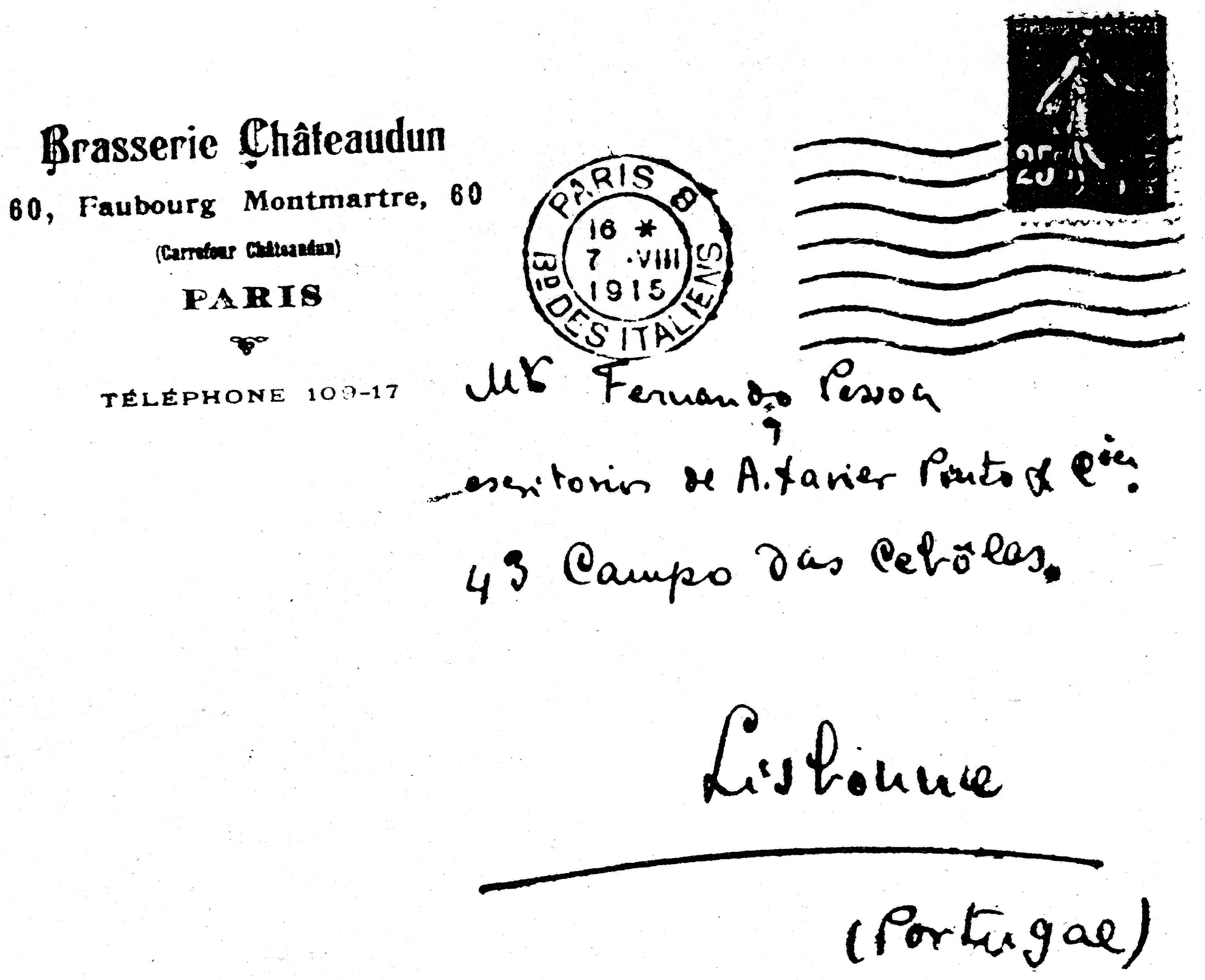 Rückseitencover Geliebter Fernando Pessoa Zweiter Teil der Briefe 1915-1916