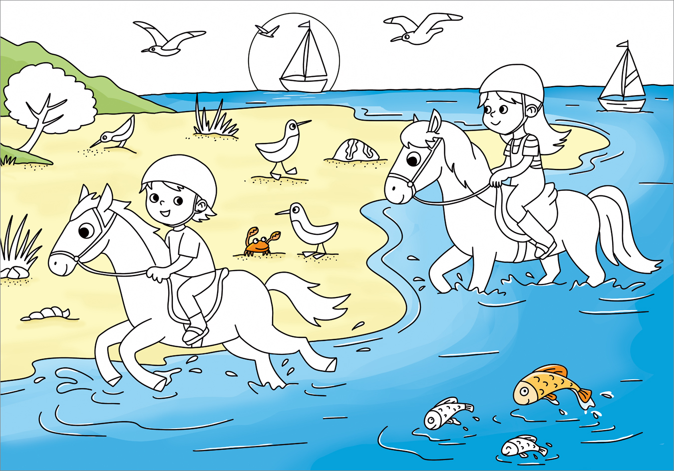 Beispielinhalt (Bild) Mein schönstes buntes Malbuch. Am Meer