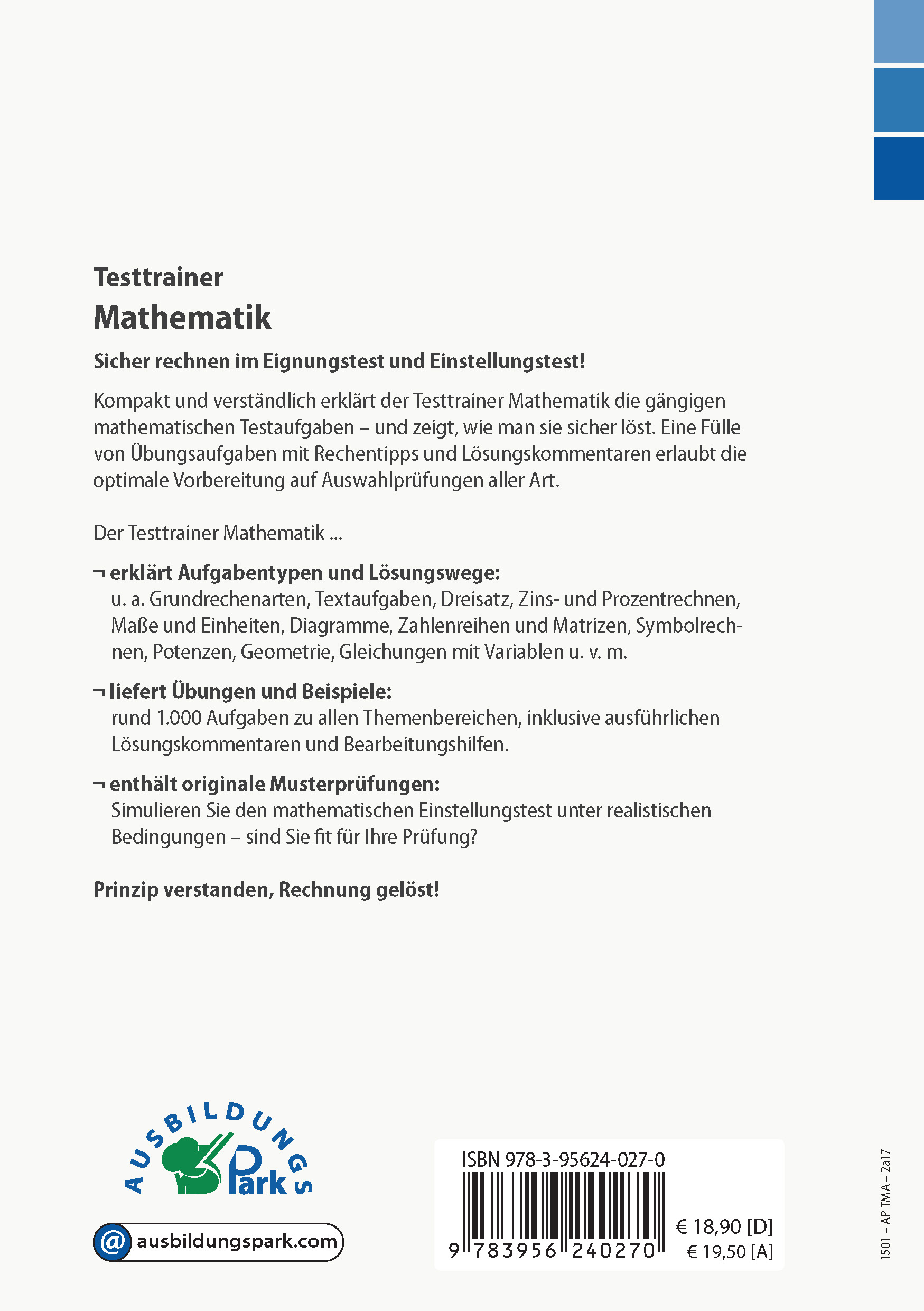 Rückseitencover Testtrainer Mathematik