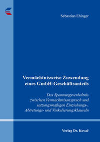 Vorderes Coverbild Vermächtnisweise Zuwendung eines GmbH-Geschäftsanteils
