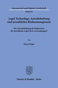 Vorderes Coverbild Legal Technology, Anwaltshaftung und anwaltliches Risikomanagement