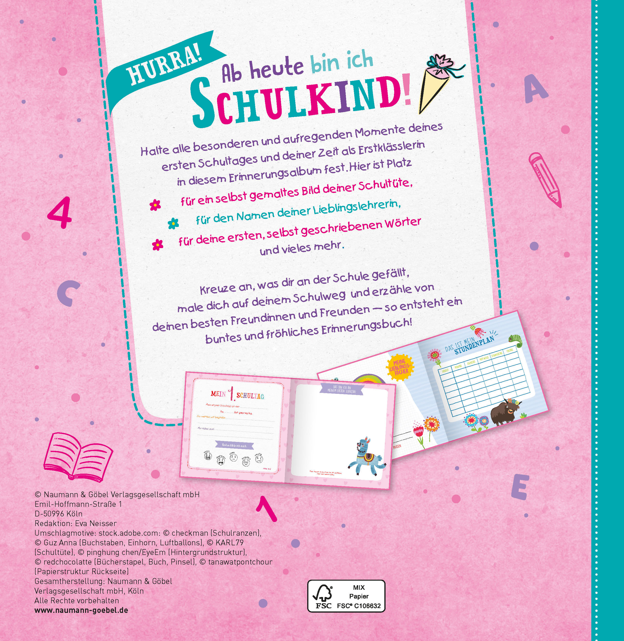 Rückseitencover Ab heute bin ich Schulkind! (Motiv Einhorn)