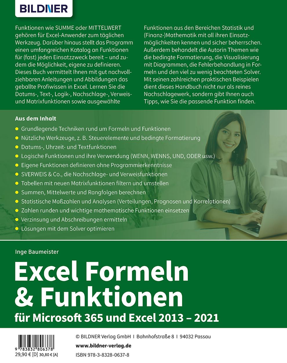 Rückseitencover Excel Formeln und Funktionen: Profiwissen im praktischen Einsatz