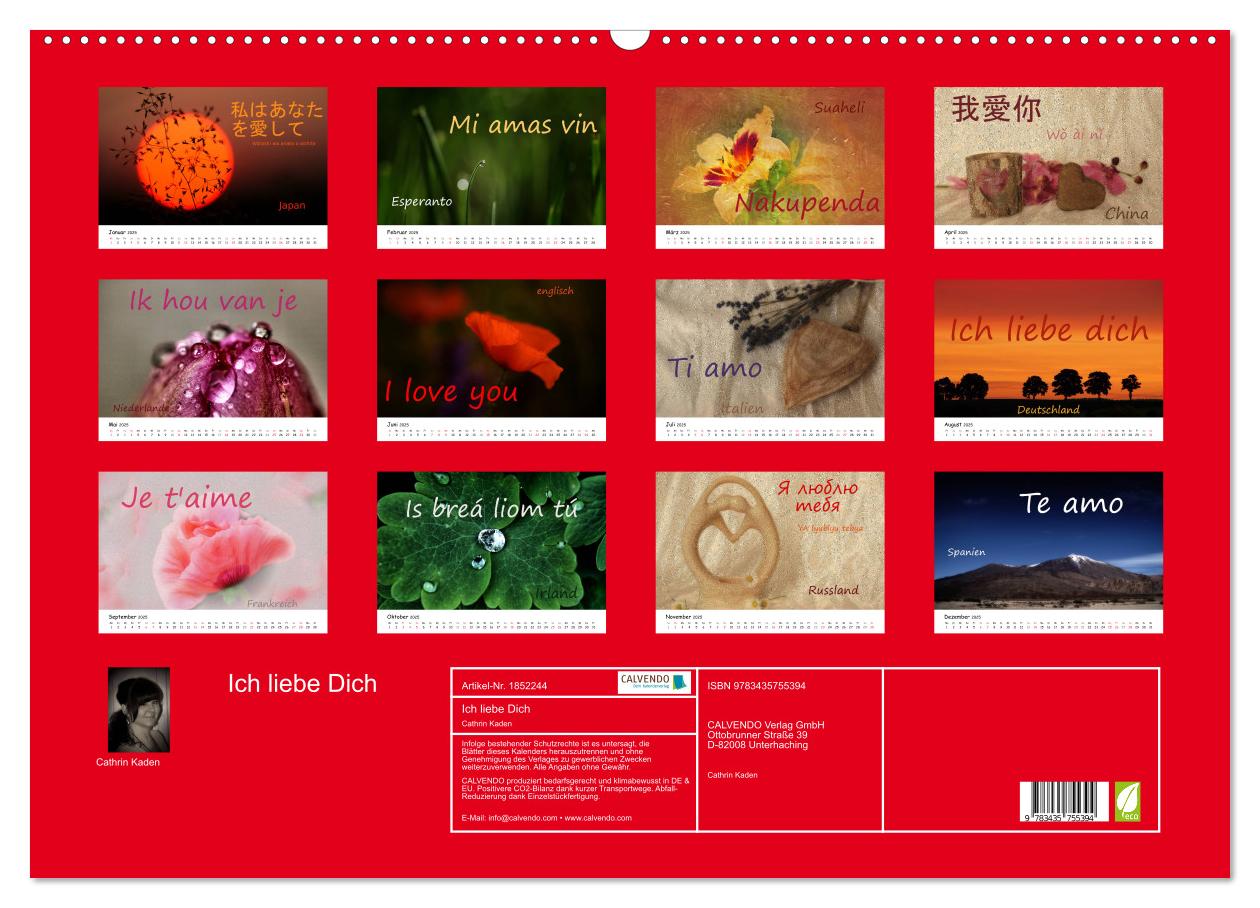 Beispielinhalt (Bild) Ich liebe Dich (Wandkalender 2025 DIN A2 quer), CALVENDO Monatskalender