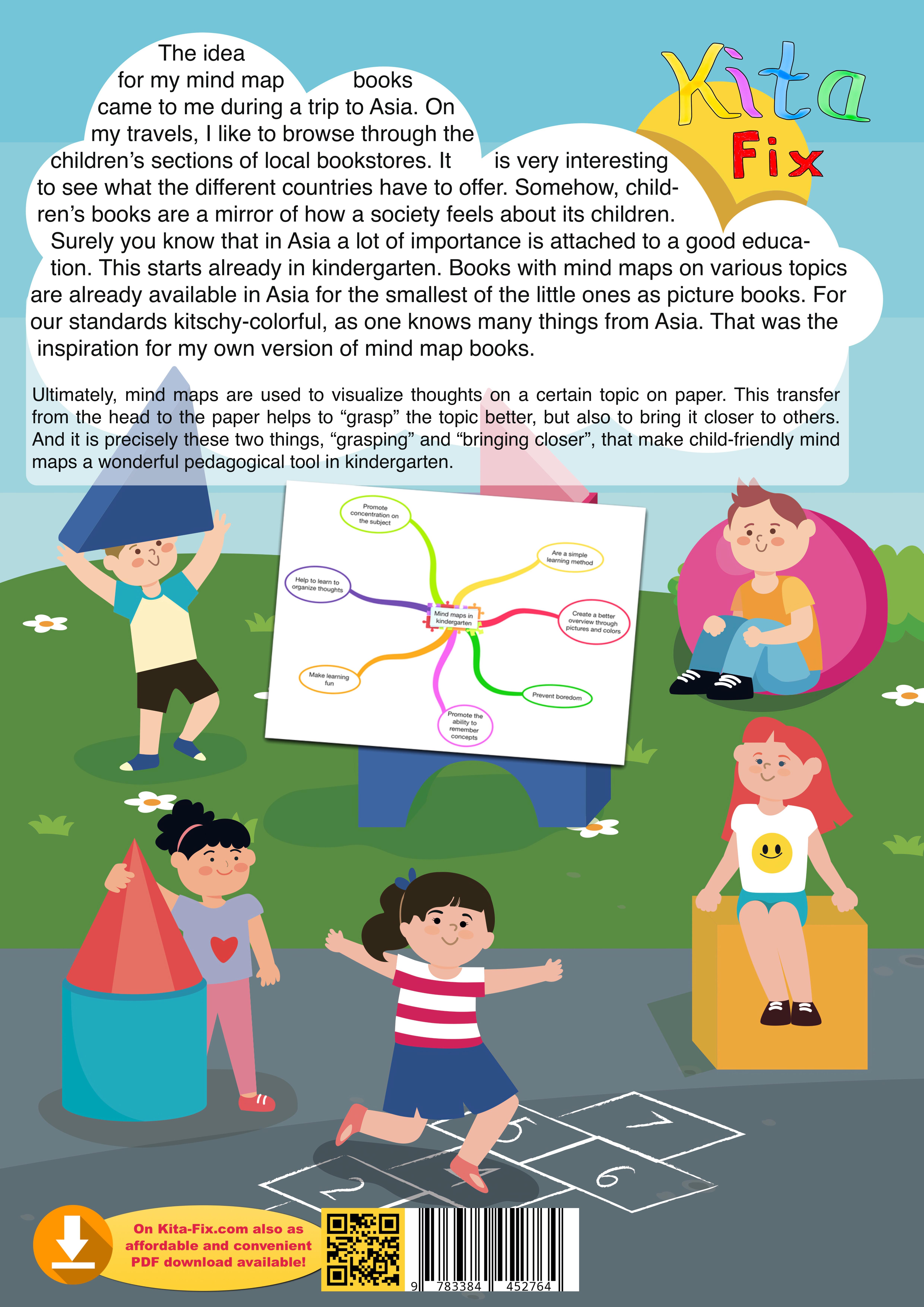 Rückseitencover KitaFix-Mindmap Numbers & Shapes (Ready-made thought maps for Preschool work in Daycare and Kindergarten)