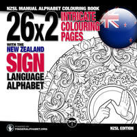 Vorderes Coverbild 26x2 Intricate Colouring Pages with the New Zealand Sign Language Alphabet