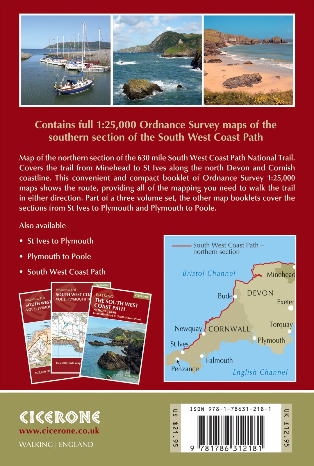 Rückseitencover South West Coast Path Map Booklet - Vol 1: Minehead to St Ives
