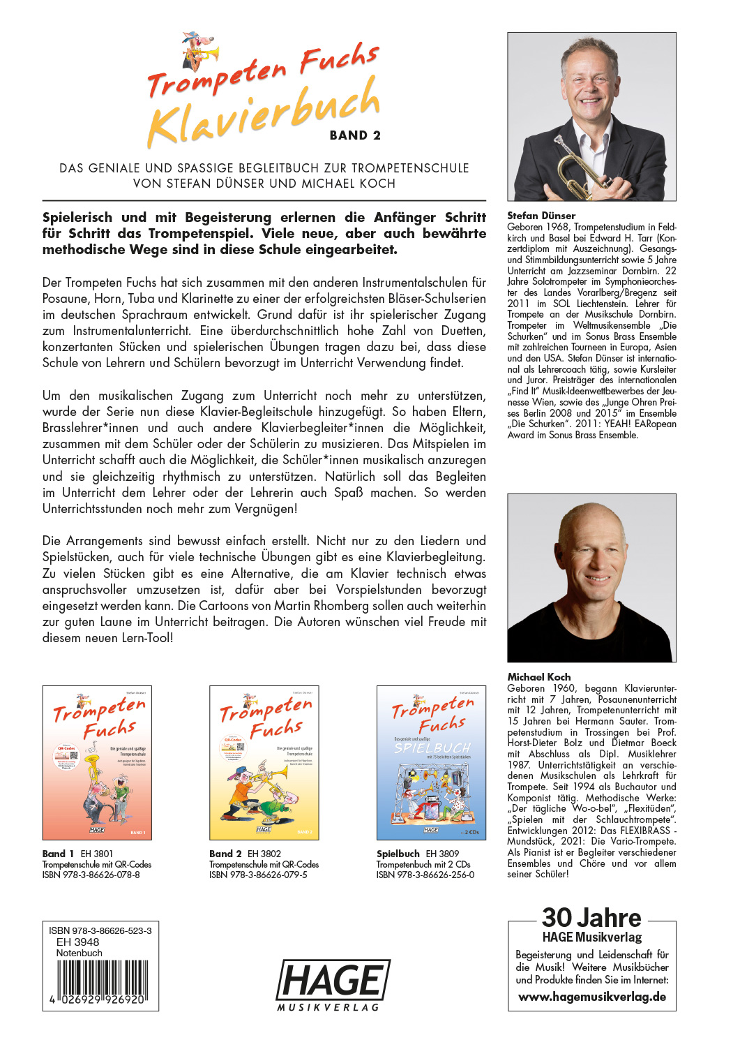 Rückseitencover Trompeten Fuchs 2 - Klavier Begleitbuch