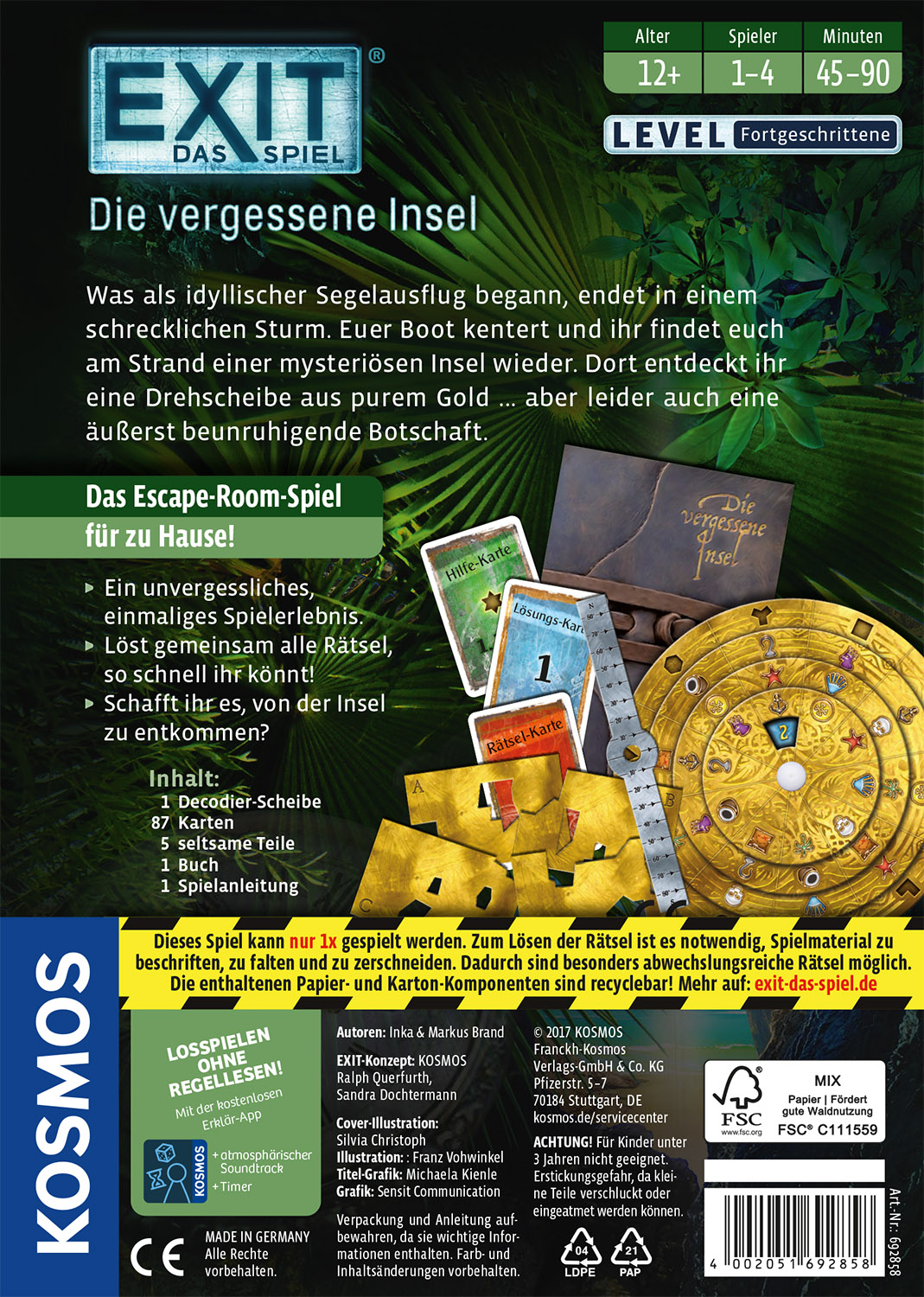 Rückseitencover EXIT® Die vergessene Insel (F)