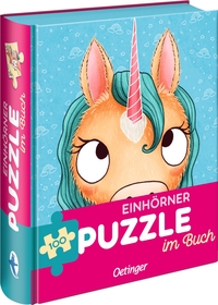 Vorderes Coverbild Einhörner. Puzzle im Buch. 100 Teile