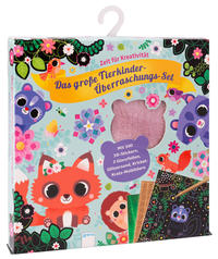 Vorderes Coverbild Das große Tierkinder-Überraschungs-Set. Mit 300 3D-Stickern, 2 Glanzfolien, Glitzersand und Krickel-Kratz-Malbildern