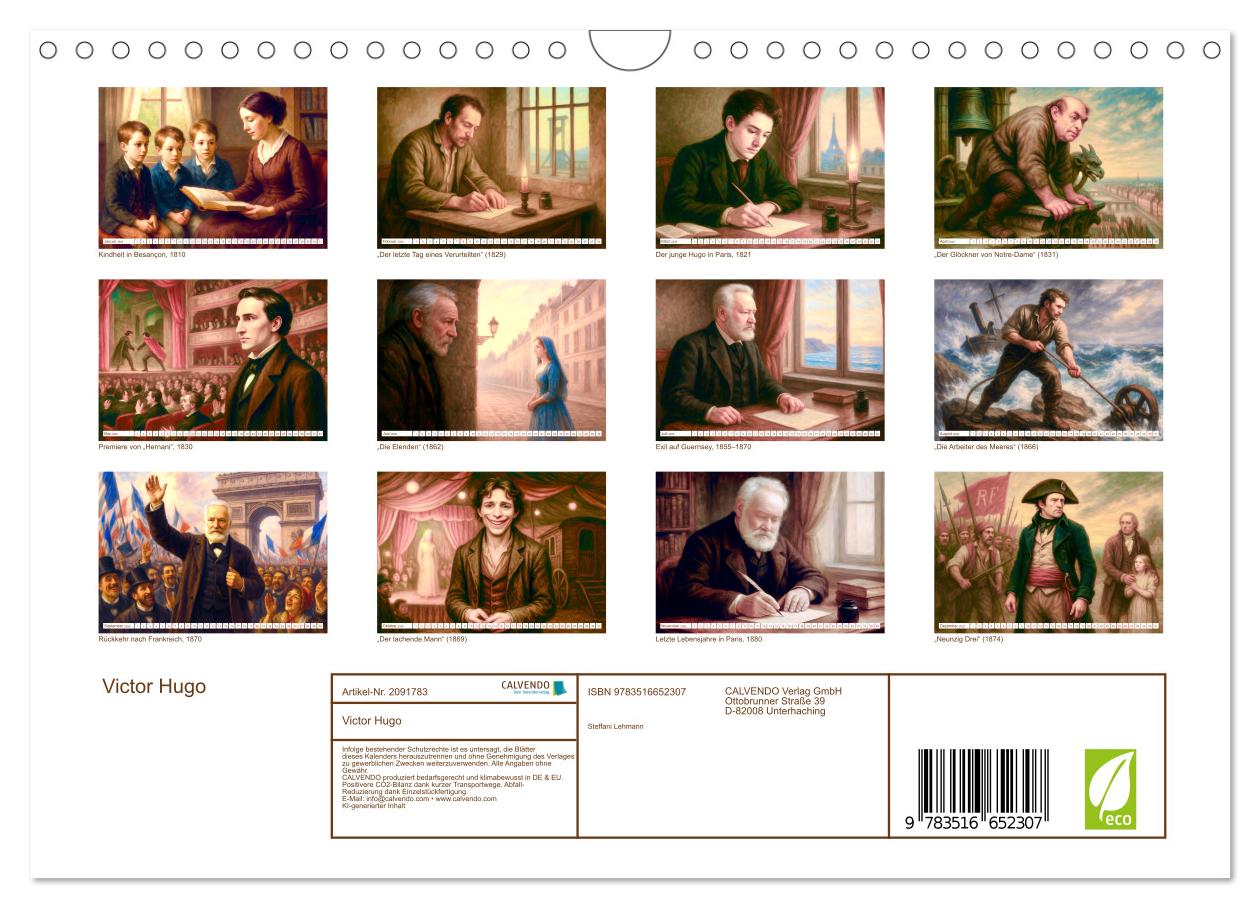 Beispielinhalt (Bild) Victor Hugo (Wandkalender 2026 DIN A4 quer), CALVENDO Monatskalender