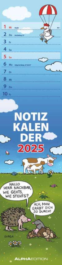 Vorderes Coverbild Alpha Edition - Notizkalender Humor 2025 Steifenplaner, 15x64cm, Kalender mit lustigen Cartoons und Sprüchen, Monatsübersicht, Notizmöglichkeiten für jeden Tag und deutsches Kalendarium