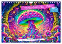 Vorderes Coverbild Psychedelische Pilze - Die bunte Welt der magischen Pilze (Wandkalender 2026 DIN A4 quer), CALVENDO Monatskalender