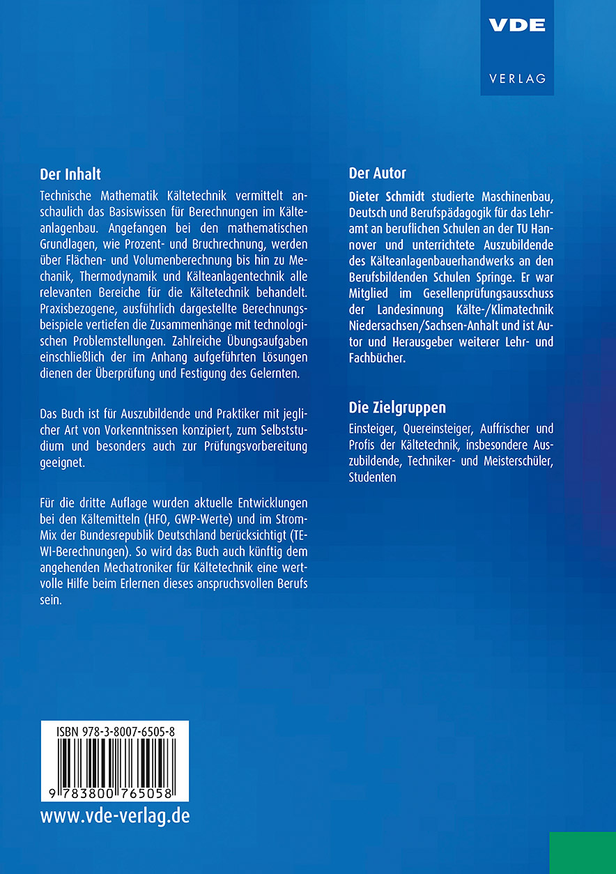 Rückseitencover Technische Mathematik Kältetechnik