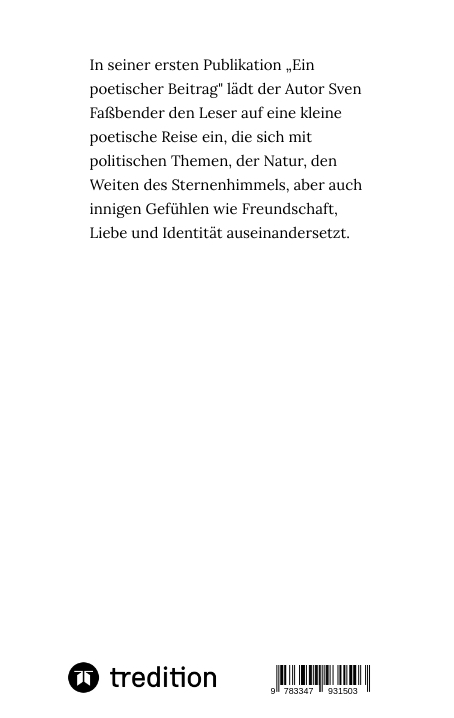 Rückseitencover Ein poetischer Beitrag