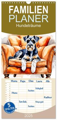 Vorderes Coverbild Familienplaner 2025 - Hundeträume mit 5 Spalten (Wandkalender, 21 x 45 cm) CALVENDO