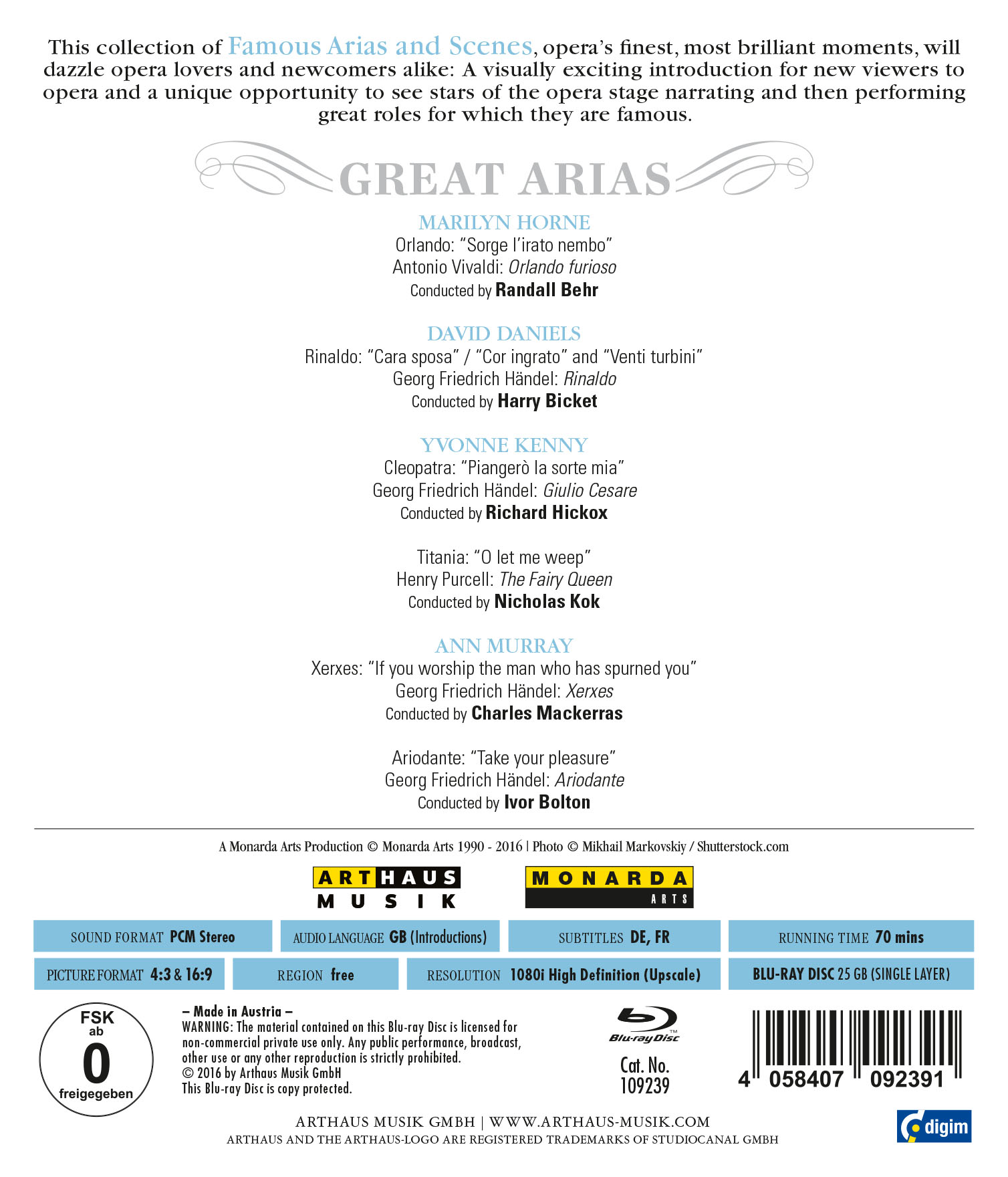 Rückseitencover Great Arias – O let me weep
