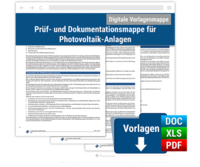 Vorderes Coverbild Prüf- und Dokumentationsmappe für Photovoltaik-Anlagen