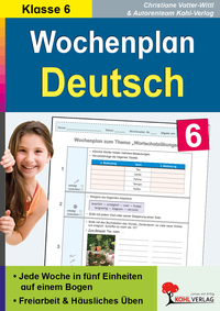 Vorderes Coverbild Wochenplan Deutsch / Klasse 6