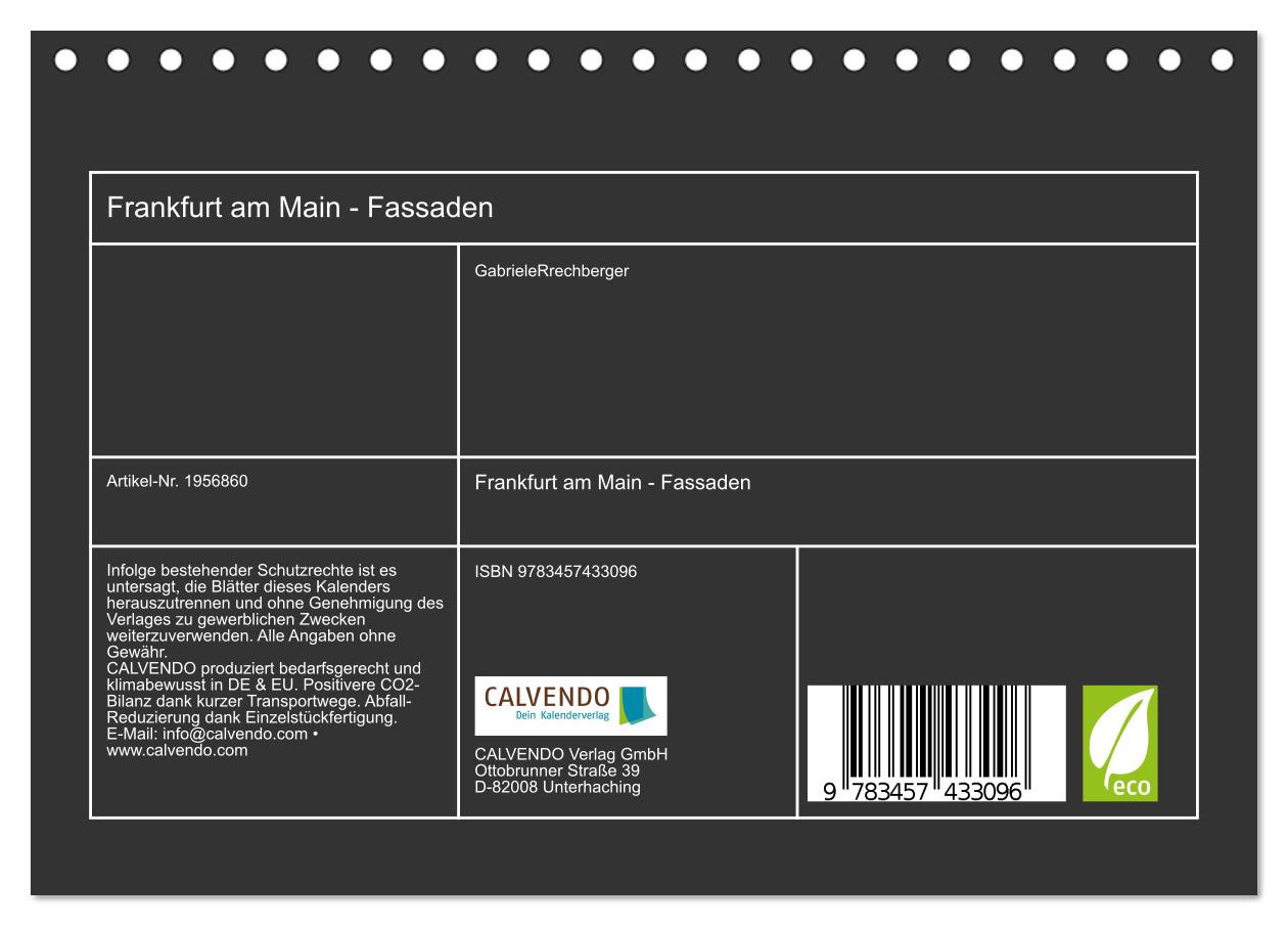 Beispielinhalt (Bild) Frankfurt am Main - Fassaden (Tischkalender 2026 DIN A5 quer), CALVENDO Monatskalender