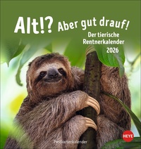 Vorderes Coverbild Alt! Aber gut drauf Postkartenkalender 2026 - Der tierische Rentnerkalender