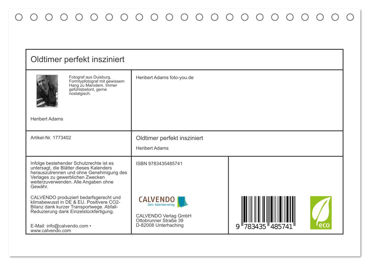 Beispielinhalt (Bild) Oldtimer perfekt insziniert (Tischkalender 2025 DIN A5 quer), CALVENDO Monatskalender