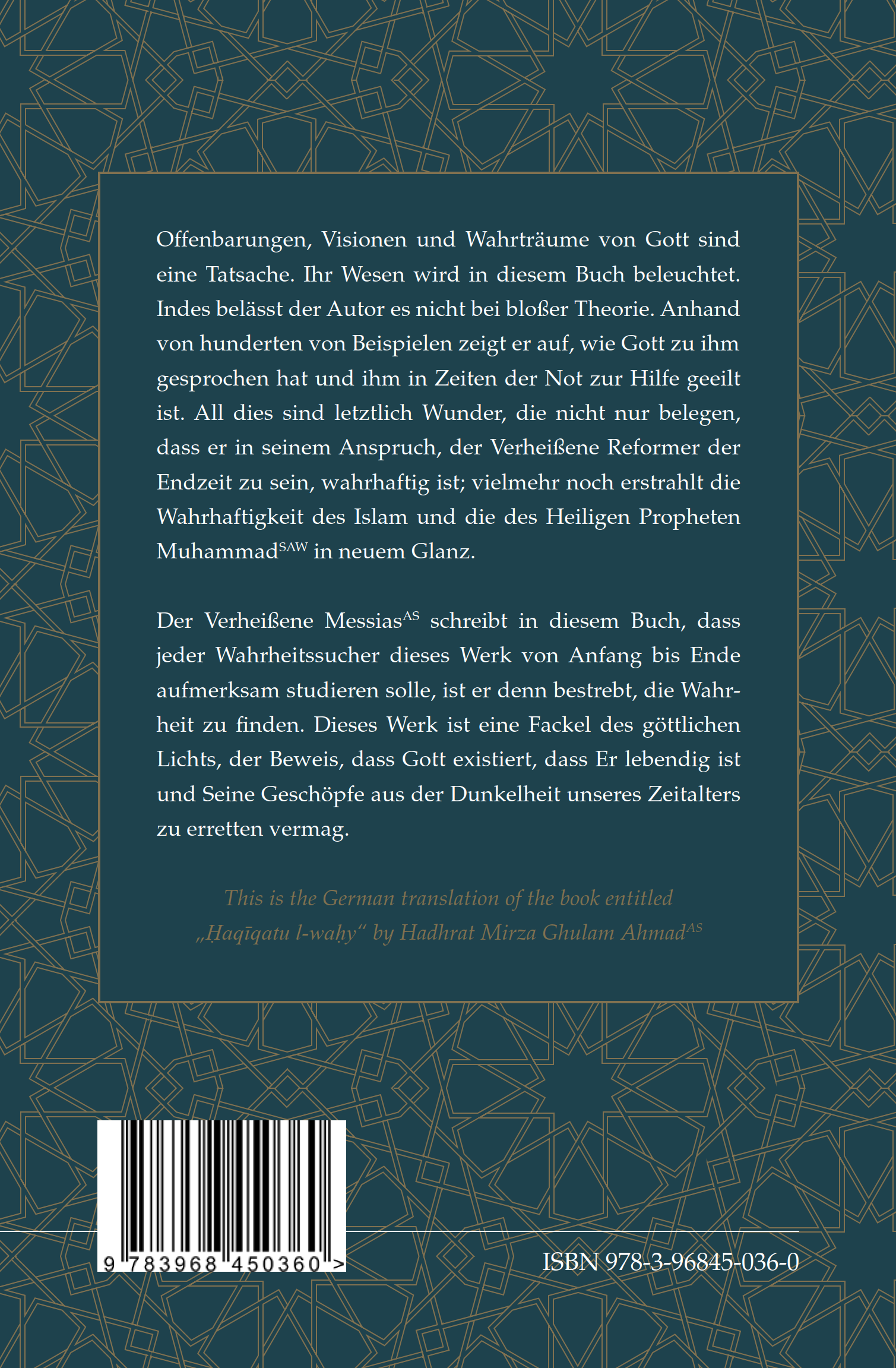Rückseitencover Das Wesen der Offenbarung
