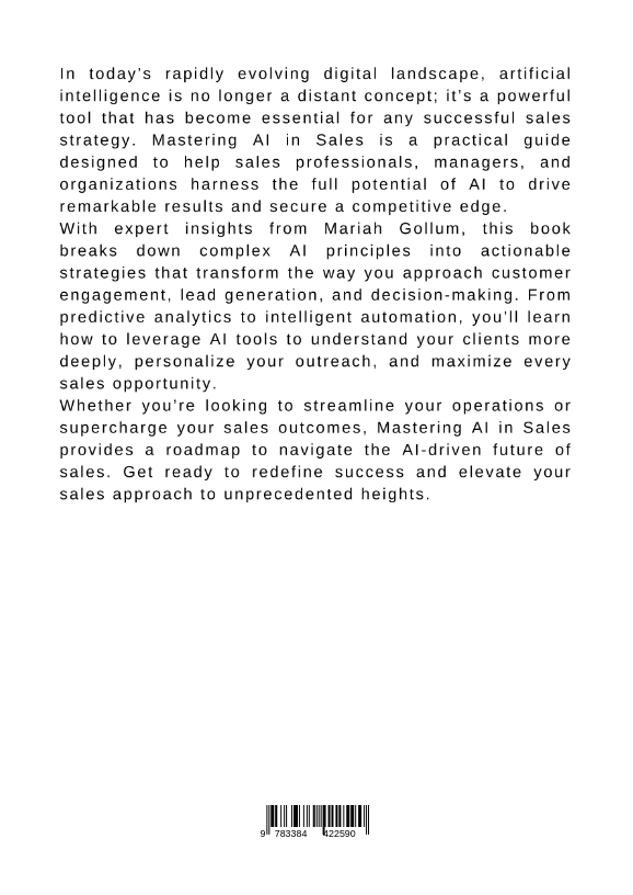 Rückseitencover Mastering AI in Sales: Intelligent Strategies for Unprecedented Success
