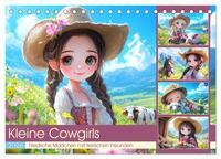 Vorderes Coverbild Kleine Cowgirls. Niedliche Mädchen mit tierischen Freunden (Tischkalender 2026 DIN A5 quer), CALVENDO Monatskalender