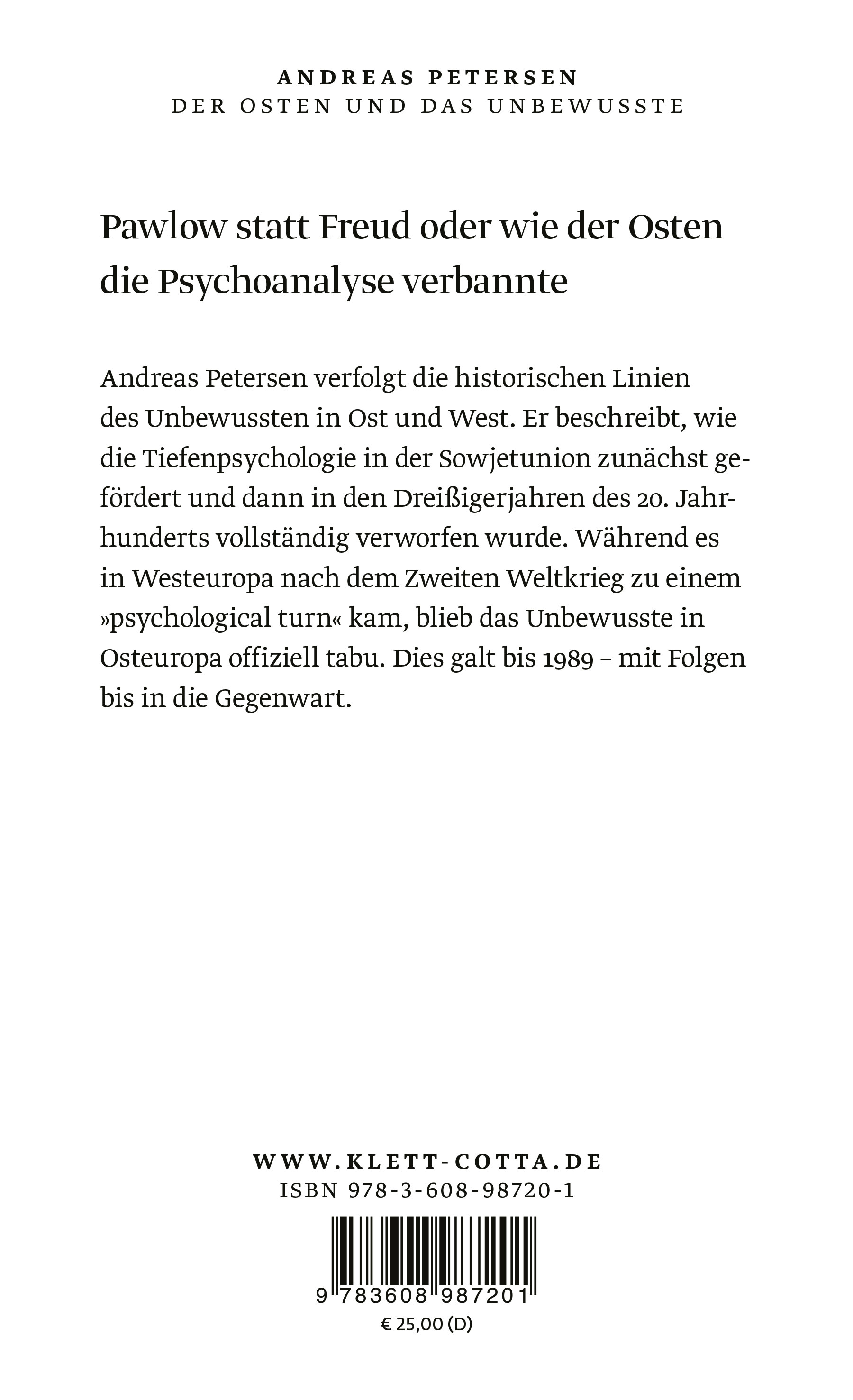 Rückseitencover Der Osten und das Unbewusste