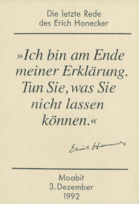 Vorderes Coverbild Die letzte Rede des Erich Honecker