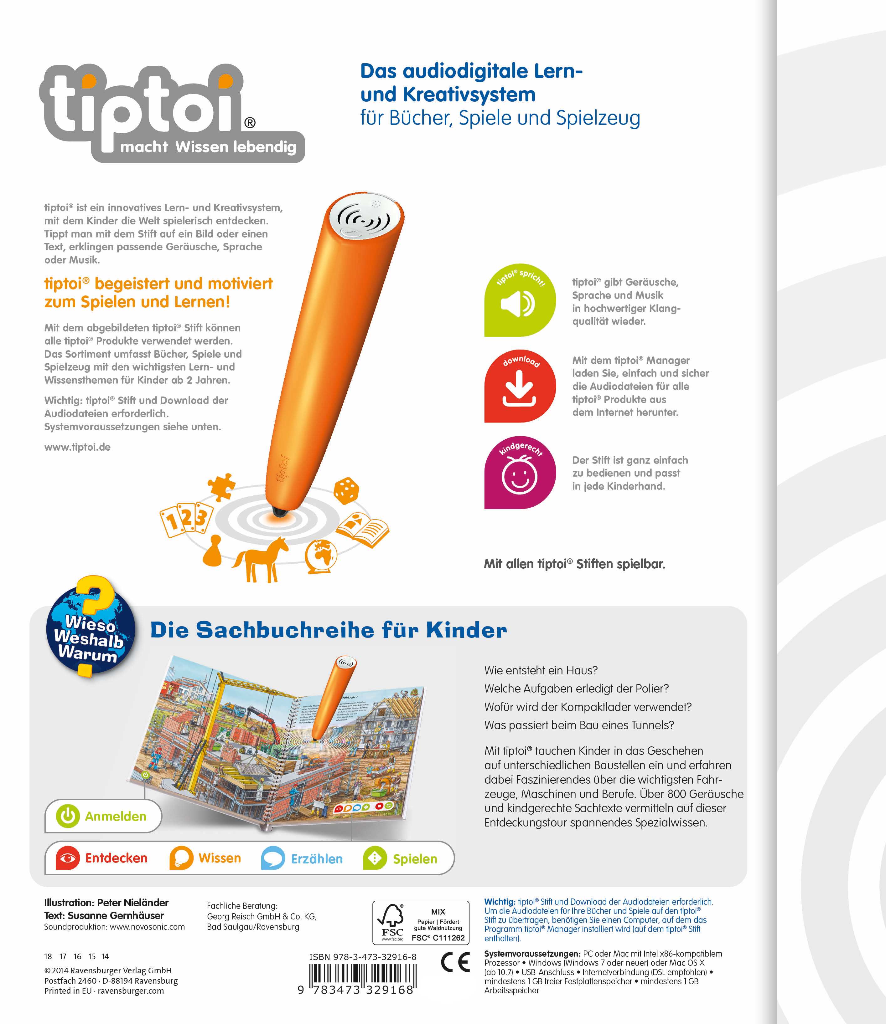 Rückseitencover tiptoi® Wieso? Weshalb? Warum? - Komm mit auf die Baustelle
