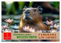 Vorderes Coverbild Capybara - liebenswertes großes Wasserschwein (Wandkalender 2025 DIN A2 quer), CALVENDO Monatskalender