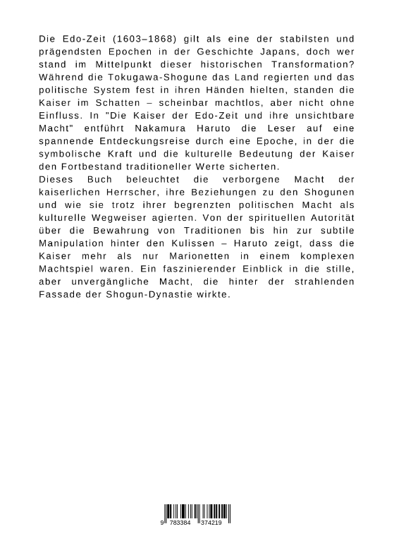 Rückseitencover Die Kaiser der Edo-Zeit und ihre unsichtbare Macht